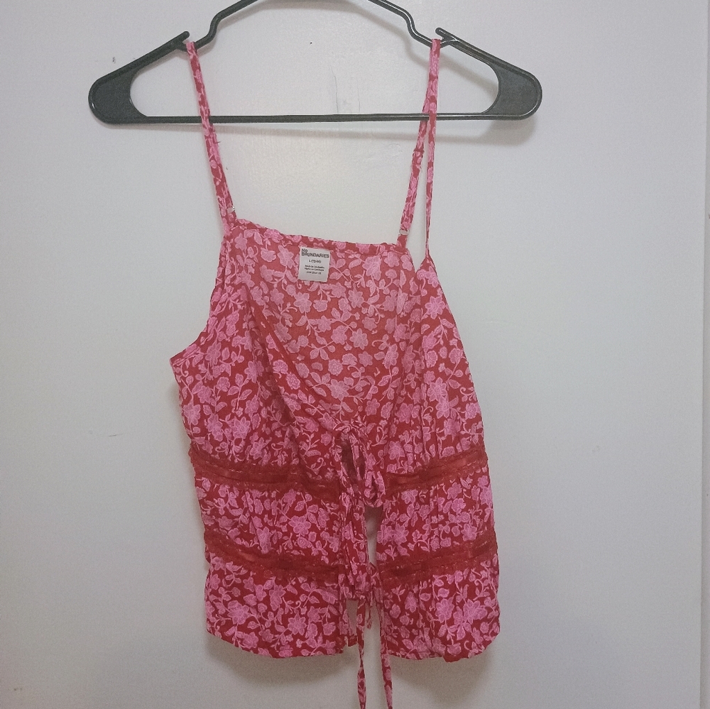 No Boundaries Red and Pink Floral Top